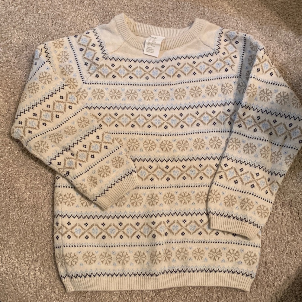 HM boys toddler 2T winter sweater beige fair isle